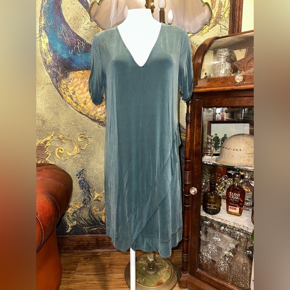 Dolan Left Coast Collection Green V Neck Boho T-Shirt Dress - Picture 1 of 9